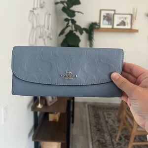 Baby Blue Leather Slim Coach Wallet